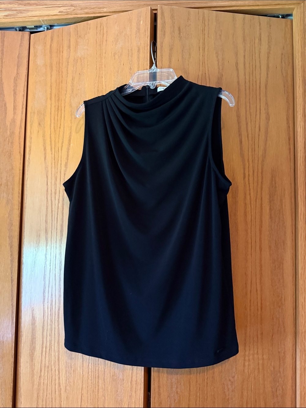 Calvin Klein Black Sleeveless Drape Neck Tank Top